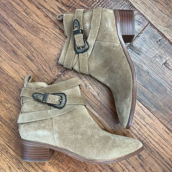 Western Suede Ankle Cowboy/ Cowgirl Boots - Picture 1 of 5